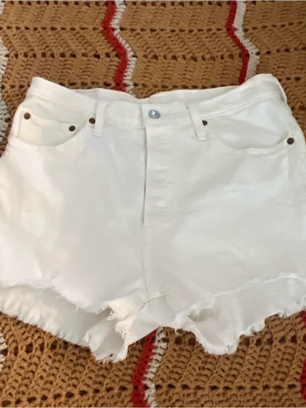 Levi's White Denim Cutoff Shorts